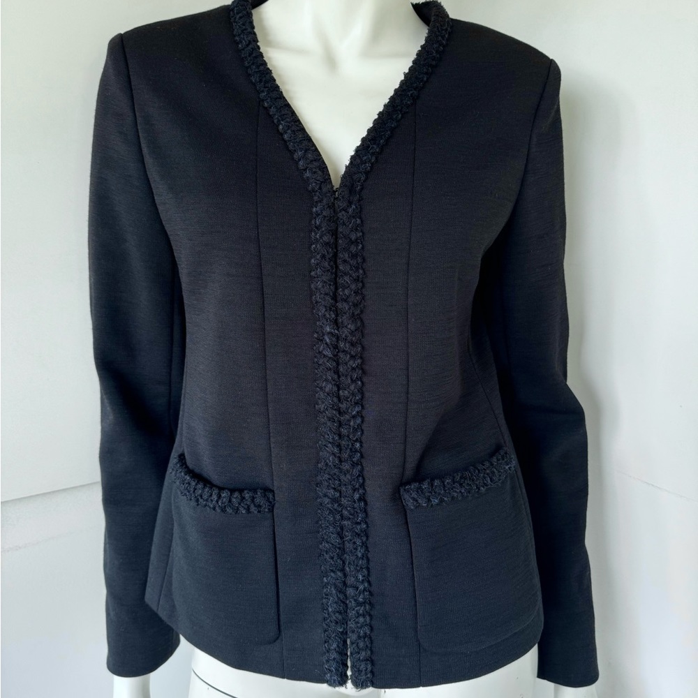 Chanel Uniform Black Blazer Tweed Jacket Sz 40 /M/6